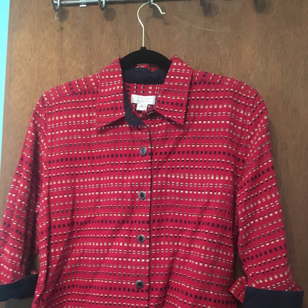 Red and Navy christopher and banks dress top
